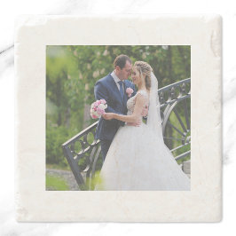 Vierkante witte rand foto stenen onderzetter