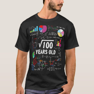 Vierkante wortel van 100 10e verjaardag 10 jaar ou t-shirt