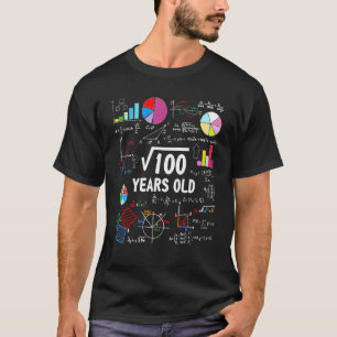Vierkante wortel van 100 10e verjaardag 10 jaar ou t-shirt