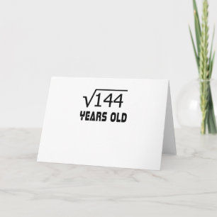 Vierkante wortel van 144 12 jaar oud 12e verjaarda kaart