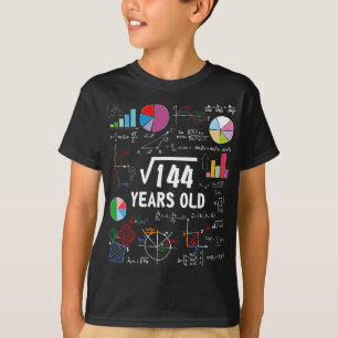 Vierkante wortel van 144 12e verjaardag 12 jaar ou t-shirt