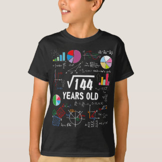 Vierkante wortel van 144 12e verjaardag 12 jaar ou t-shirt