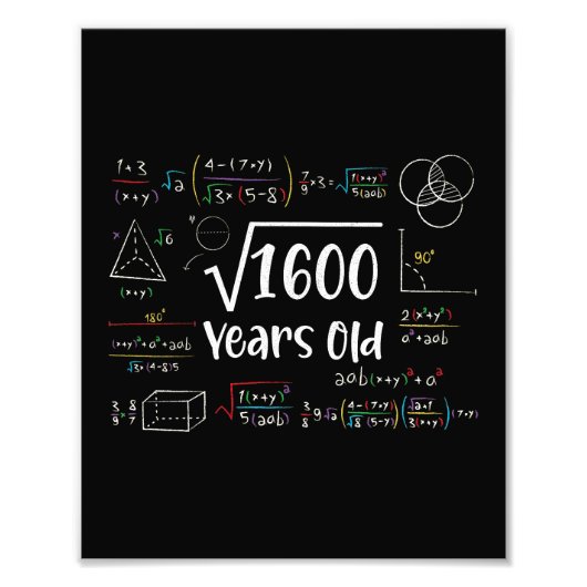 Vierkante wortel van 1600 40e verjaardag 40 jaar o foto afdruk (Voorkant)