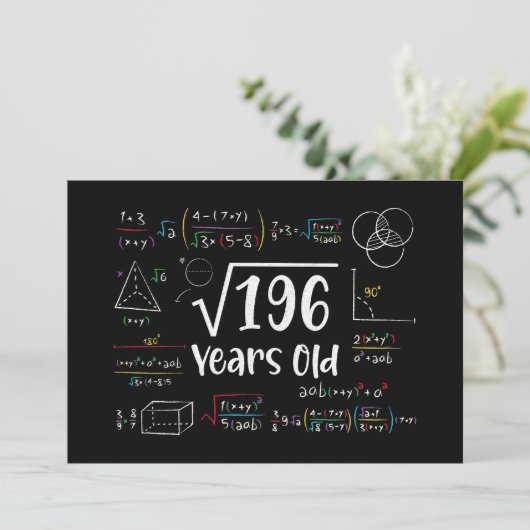 Vierkante wortel van 196 14e verjaardag 14 jaar ou kaart (Staand voorkant)