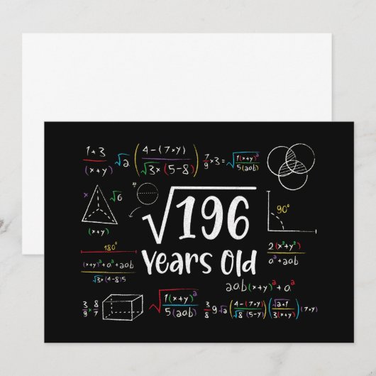 Vierkante wortel van 196 14e verjaardag 14 jaar ou kaart (Voorkant / Achterkant)