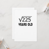 Vierkante wortel van 225 15 jaar oud 15e verjaarda kaart (Voorkant / Achterkant in situ)