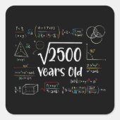 Vierkante wortel van 2500 50e verjaardag 50 jaar o vierkante sticker (Voorkant)