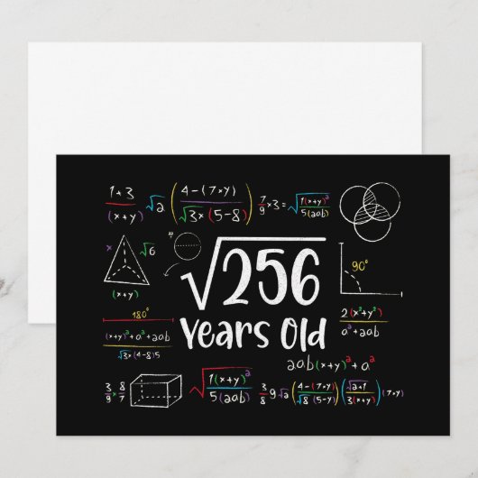 Vierkante wortel van 256 16e verjaardag 16 jaar ou kaart (Voorkant / Achterkant)