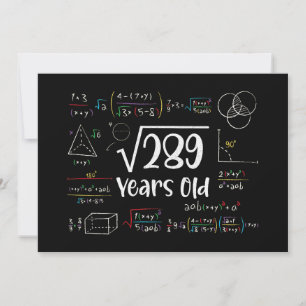 Vierkante wortel van 289 17e verjaardag 17 jaar ou kaart