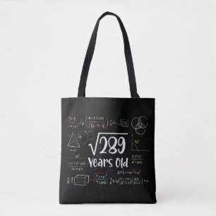 Vierkante wortel van 289 17e verjaardag 17 jaar ou tote bag