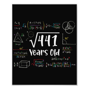 Vierkante wortel van 441 21e verjaardag 21 jaar ou foto afdruk
