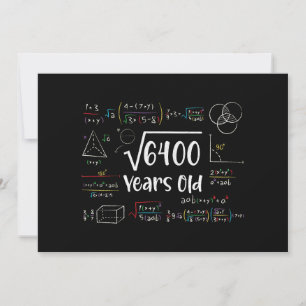 Vierkante wortel van 6400 80ste verjaardag 80 jaar kaart