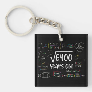 Vierkante wortel van 6400 80ste verjaardag 80 jaar sleutelhanger