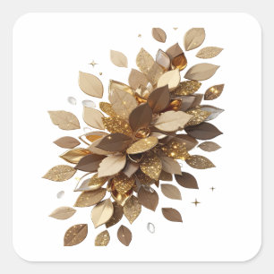 Vierkante Zilveren Gouden Bladeren Vinyl Stijl Sticker