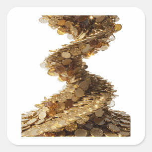 Vierkante Zilveren Gouden MUNT SPIRAAL Sticker Kun