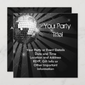 Vierkante Zilveren Sparkle Disco Ball Party Kaart (Voorkant / Achterkant)
