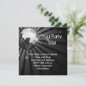 Vierkante Zilveren Sparkle Disco Ball Party Kaart (Staand voorkant)