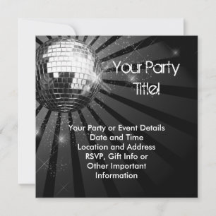 Vierkante Zilveren Sparkle Disco Ball Party Kaart