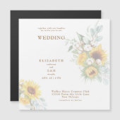 Vierkante zonnebloem bloemenbruiloft magnetische uitnodiging (Voorkant / Achterkant)