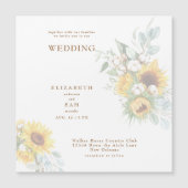 Vierkante zonnebloem bloemenbruiloft magnetische uitnodiging (Voorkant)