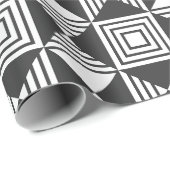 Vierkanten & Driehoeken Zwart Wit Minimaal Patroon Cadeaupapier (Rol Hoek)