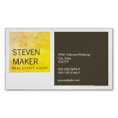 Vierkanten Eenvoudig / Ruig Geel / Bruin Magnetisch Visitekaartje (Voorkant)