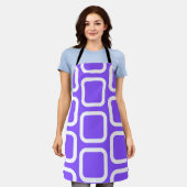 Vierkanten in witte en violette werpkussen schort (Gedragen)