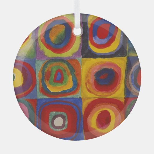 Vierkanten met concentrische cirkels glas ornament (Voorkant)