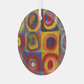 Vierkanten met concentrische cirkels glas ornament (Voorkant links)