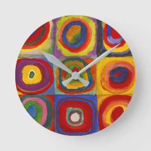 Vierkanten met concentrische cirkels Kandinsky Ronde Klok
