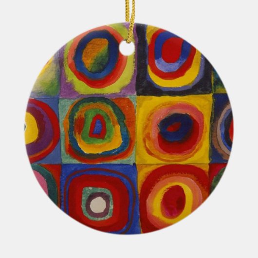 Vierkanten Met Concentrische Cirkels Keramisch Ornament (Voorkant)