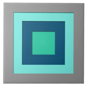 Vierkanten met laagjes in mid-century stijl - blau tegeltje