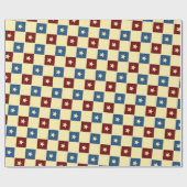 Vierkanten & Sterren Beige Blauw Minimaal Patroon Cadeaupapier (Vlak)