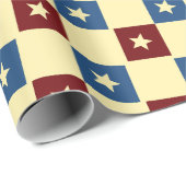 Vierkanten & Sterren Beige Blauw Minimaal Patroon Cadeaupapier (Rol Hoek)