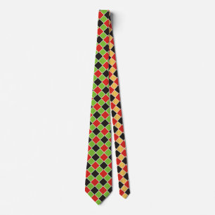 Vierkantenpatroon zwart rood wit + jouw idee stropdas