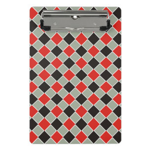 Vierkantenpatroon zwart rood wit + uw achtergrond. mini klembord