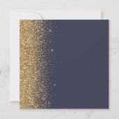 Vierkantig donkerblauw goud glitters Bewaar de dat Aankondiging (Achterkant)