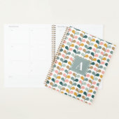 Vierkantig monogram initiaal bloemblaadjes patroon planner (Display)