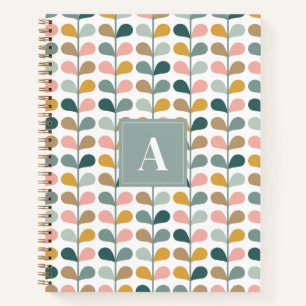 Vierkantig monogram initiaal bloembladpatroon notitieboek