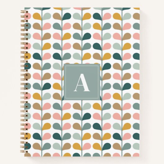 Vierkantig monogram initiaal bloembladpatroon notitieboek (Voorkant)