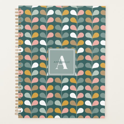Vierkantig monogram initiaal bloembladpatroon planner (Voorkant)