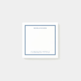 Vierkantig professioneel stoffig blauwe rand brief post-it® notes