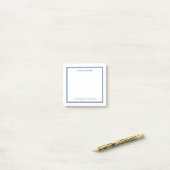 Vierkantig professioneel stoffig blauwe rand brief post-it® notes (Op bureau)