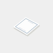 Vierkantig professioneel stoffig blauwe rand brief post-it® notes (Schuin)