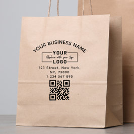 Vierkantig zakelijk logo QR-code en adres  Rubberstempel