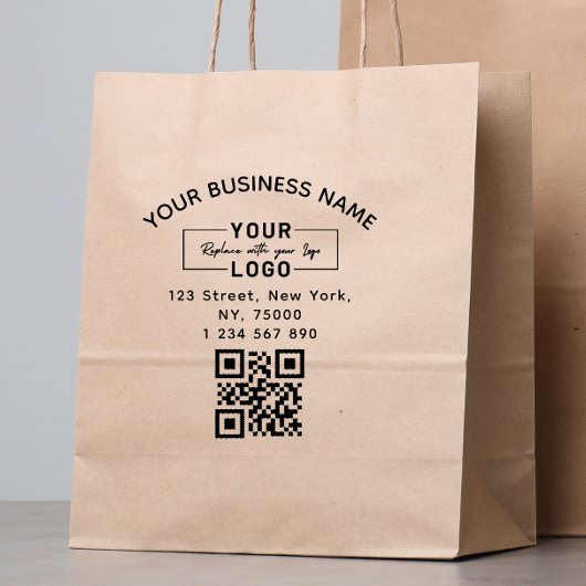 Vierkantig zakelijk logo QR-code en adres Rubberstempel