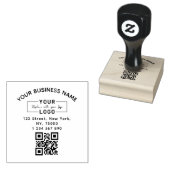 Vierkantig zakelijk logo QR-code en adres Rubberstempel (Gestempeld)