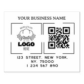 Vierkantig zakelijk logo QR-code en adres  Rubberstempel (Afrduk)