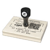 Vierkantig zakelijk logo QR-code en adres  Rubberstempel (Stempel)