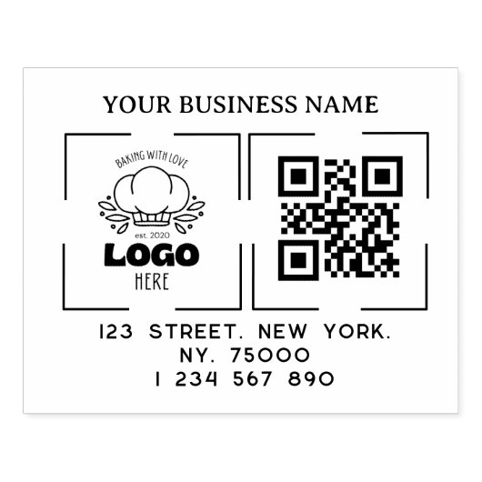Vierkantige aangepaste bedrijfslogo QR-code & adre Rubberstempel (Afrduk)
